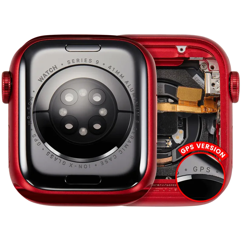 Housing (kompletní tělo) pro Apple Watch Series 9 (41 mm) (originál z vyřazeného zařízení, stav A) (verze GPS) (hliník / červená)