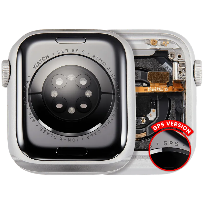Housing (kompletní tělo) pro Apple Watch Series 9 (41 mm) (originál z vyřazeného zařízení, stav A) (verze GPS) (hliník / stříbrná)