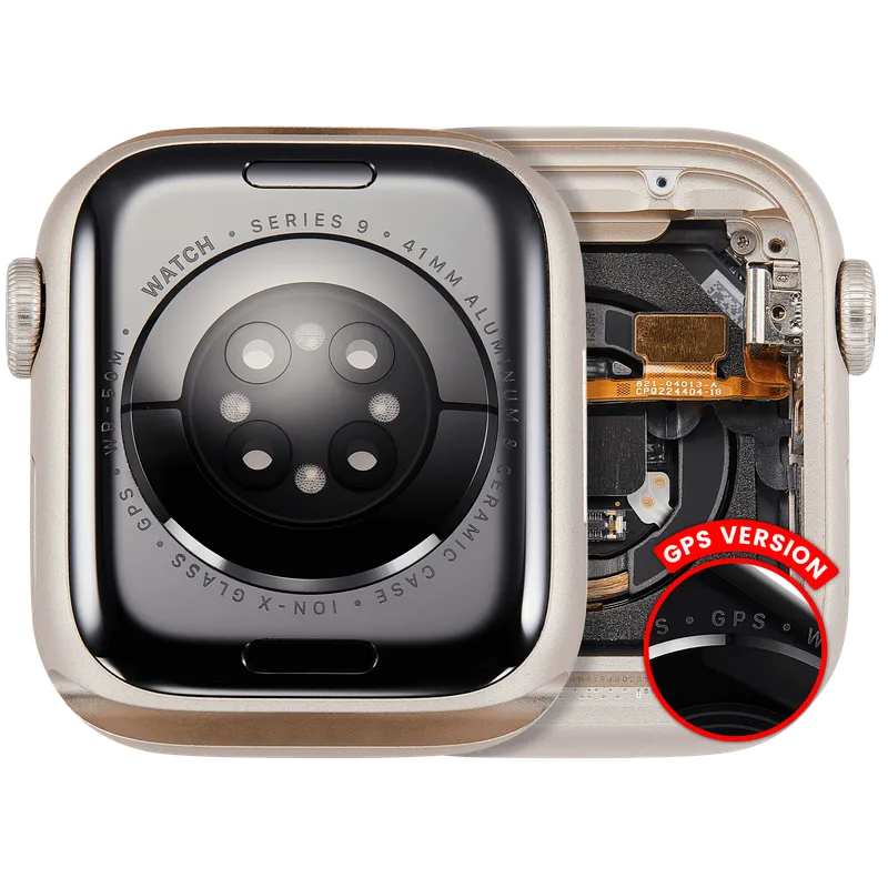 Housing (kompletní tělo) pro Apple Watch Series 9 (41 mm) (originál z vyřazeného zařízení, stav A) (verze GPS) (hliník / hvězdně bílá)