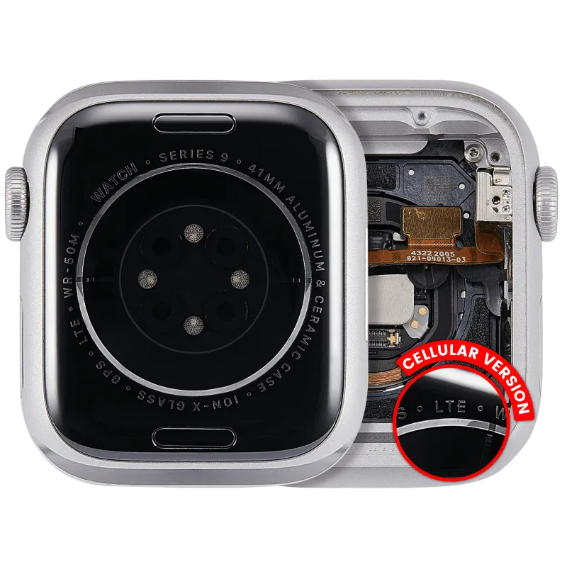 Housing (kompletní tělo) pro Apple Watch Series 9 (41 mm) (originál z vyřazeného zařízení, stav A) (verze Cellular) (hliník / stříbrná)