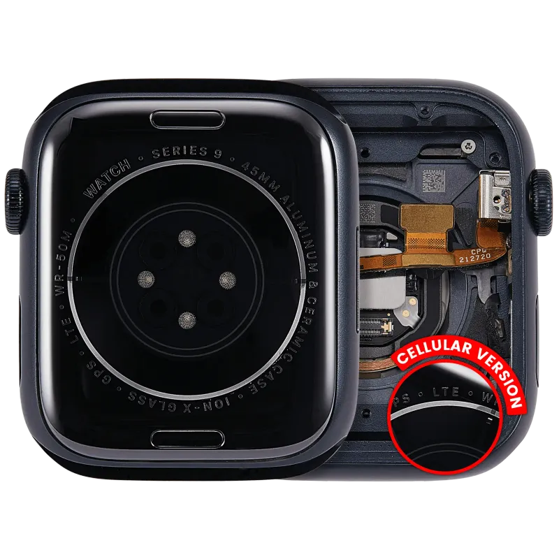 Housing (kompletní tělo) pro Apple Watch Series 9 (45 mm) (originál z vyřazeného zařízení, stav A) (verze Cellular) (hliník / temně inkoustová)