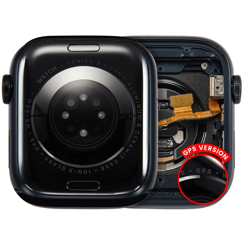 Housing (kompletní tělo) pro Apple Watch Series 9 (45 mm) (originál z vyřazeného zařízení, stav A) (verze GPS) (hliník / temně inkoustová)