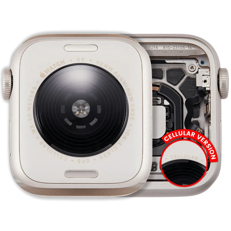 Housing (kompletní tělo) pro Apple Watch Series SE 3rd (40 mm) (originál z vyřazeného zařízení, stav A) (verze Cellular) (hliník / hvězdně bílá)