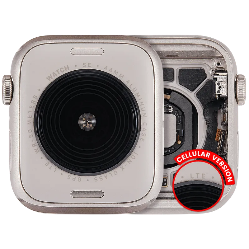 Housing (kompletní tělo) pro Apple Watch Series SE 2nd (44 mm) (originál z vyřazeného zařízení, stav A) (verze Cellular) (hliník / hvězdně bílá)