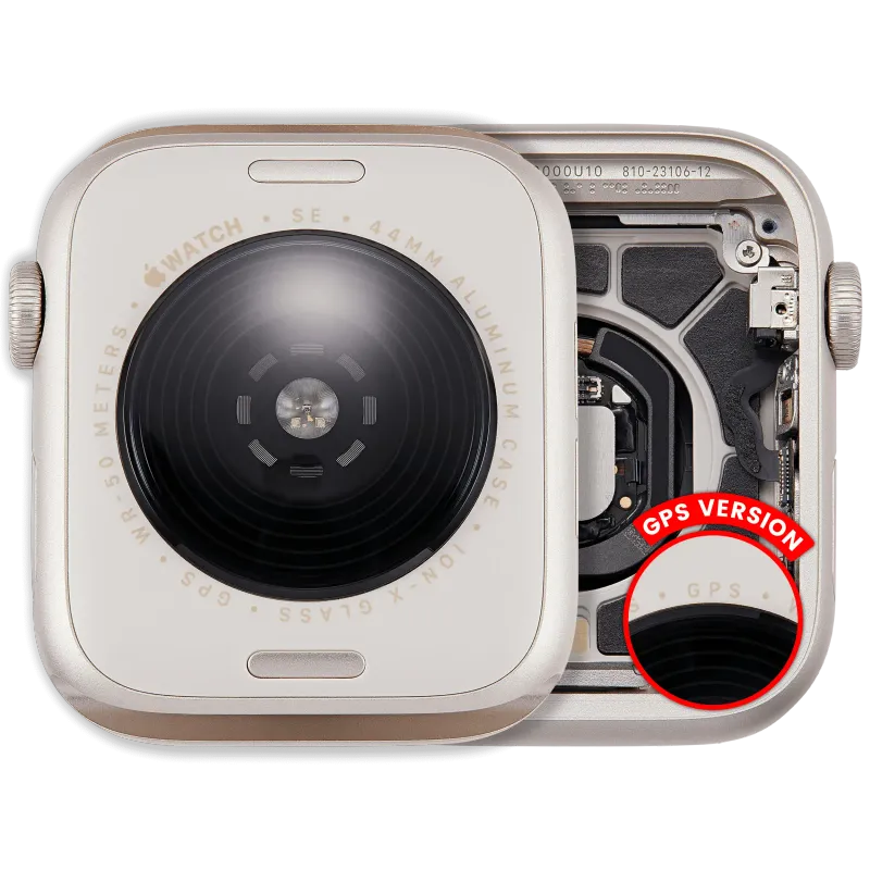 Housing (kompletní tělo) pro Apple Watch Series SE 3rd (44 mm) (originál z vyřazeného zařízení, stav A) (verze GPS) (hliník / hvězdně bílá)