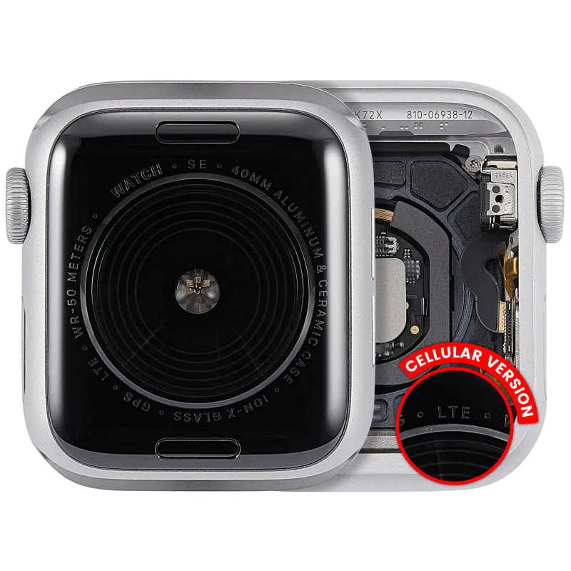 Housing (kompletní tělo) pro Apple Watch Series SE 1st (40 mm) (originál z vyřazeného zařízení, stav A) (verze Cellular) (hliník / stříbrná)