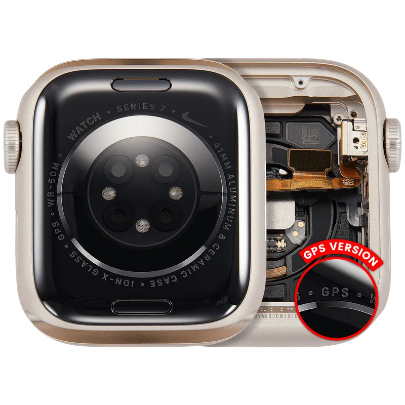 Housing (kompletní tělo) pro Apple Watch Series 7 (41 mm) (originál z vyřazeného zařízení, stav A) (verze GPS) (hliník / hvězdně bílá)