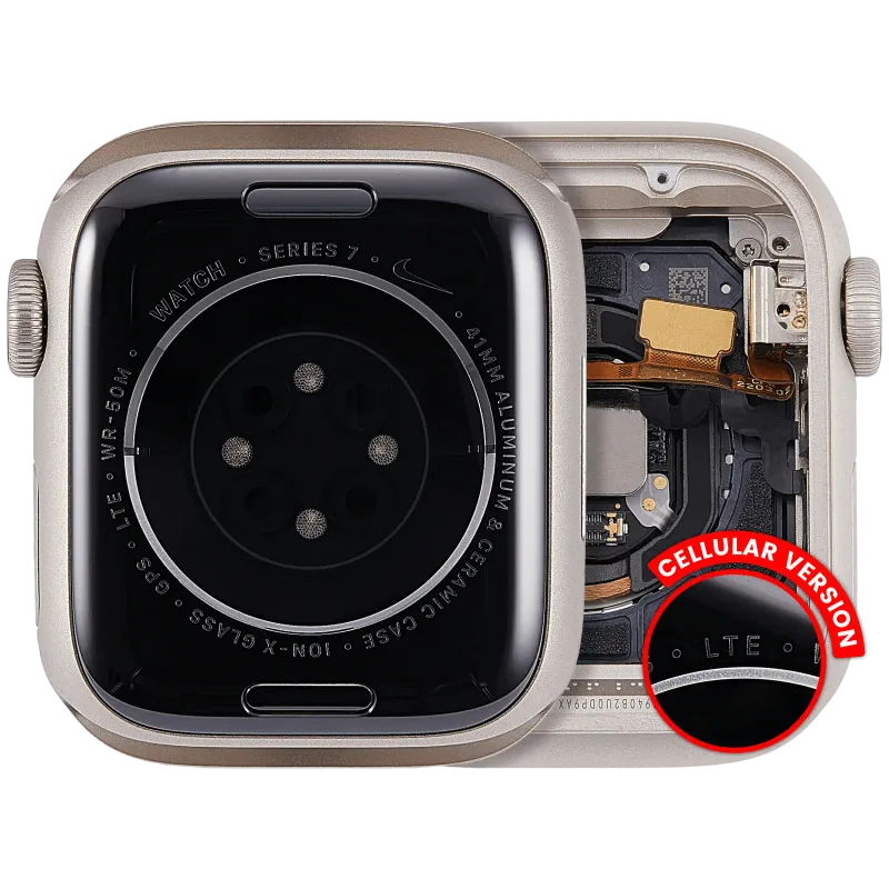 Housing (kompletní tělo) pro Apple Watch Series 7 (41 mm) (originál z vyřazeného zařízení, stav A) (verze Cellular) (hliník / hvězdně bílá)