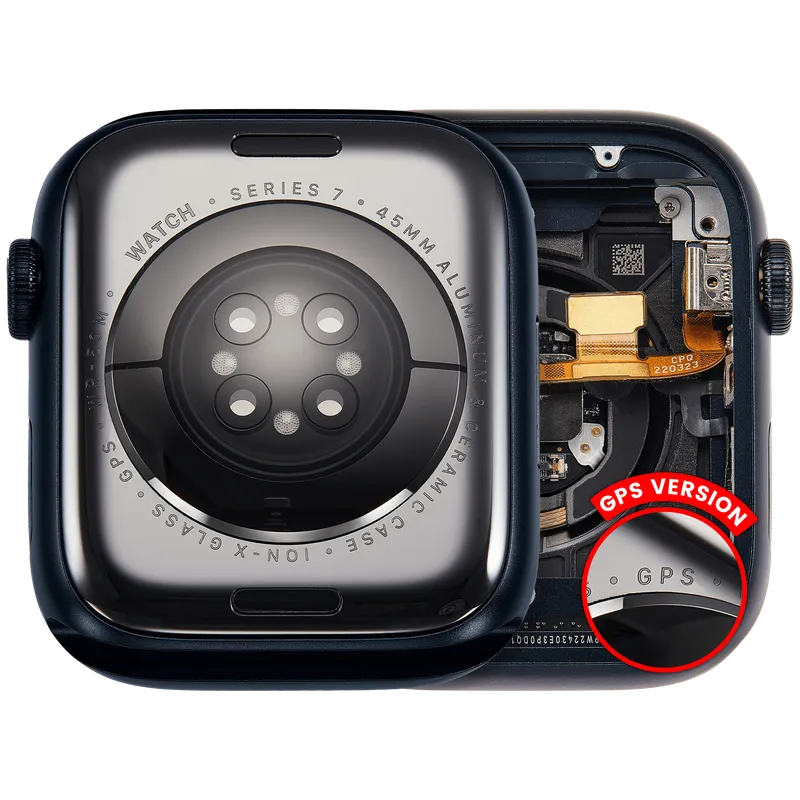 Housing (kompletní tělo) pro Apple Watch Series 7 (45 mm) (originál z vyřazeného zařízení, stav A) (verze GPS) (hliník / vesmírně černá)