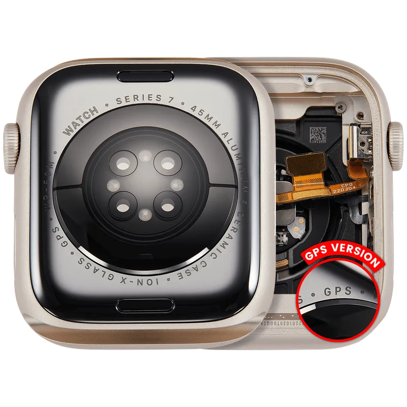 Housing (kompletní tělo) pro Apple Watch Series 7 (45 mm) (originál z vyřazeného zařízení, stav A) (verze GPS) (hliník / hvězdně bílá)