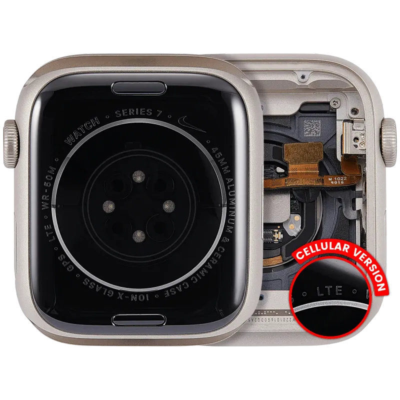 Housing (kompletní tělo) pro Apple Watch Series 7 (45 mm) (originál z vyřazeného zařízení, stav A) (verze Cellular) (hliník / hvězdně bílá)