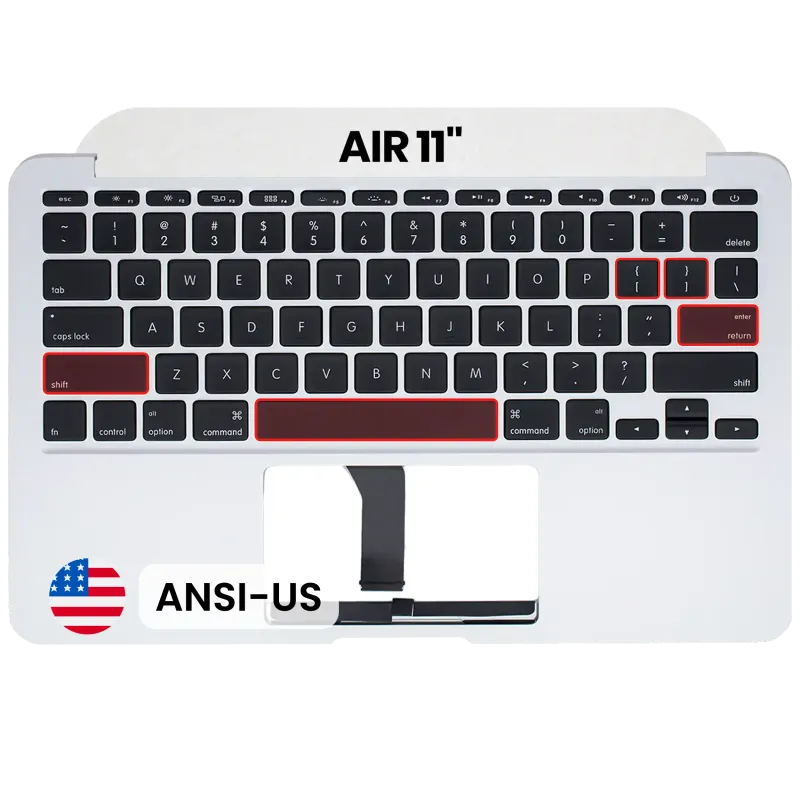 Top case s klávesnicí (americké rozložení ANSI) pro MacBook Air 11" A1465 (2013-2015) (originál z vyřazeného zařízení, stav B/C)