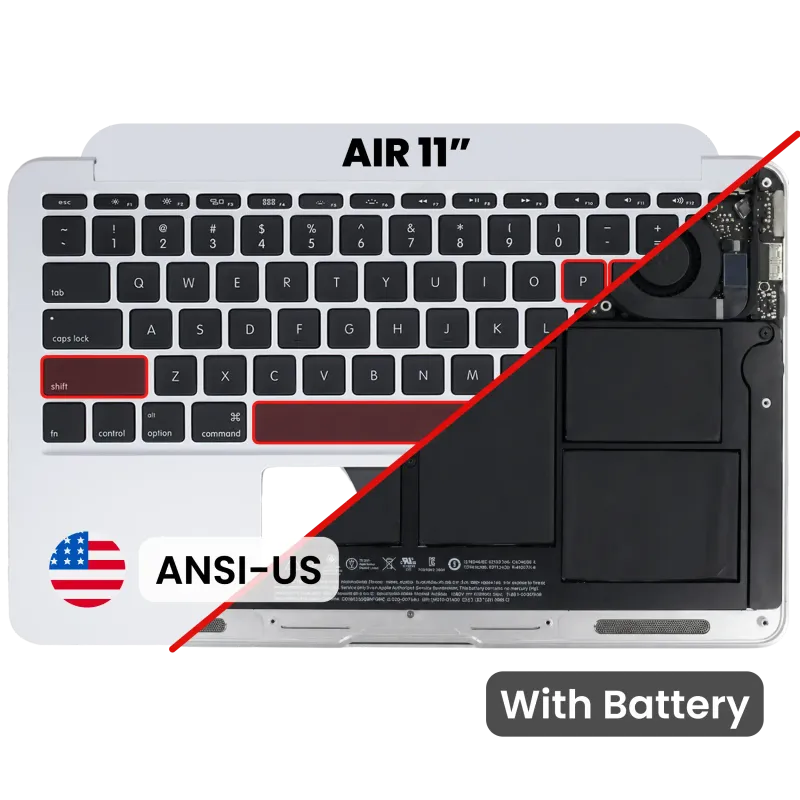 Top case s baterií a klávesnicí (americké rozložení ANSI) pro MacBook Air 11" A1465 (2013-2015) (originál z vyřazeného zařízení, stav A)