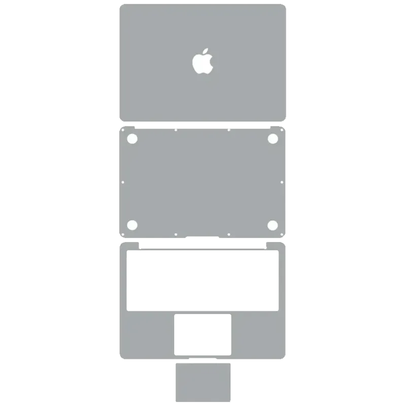 4v1 (Top, Bottom, Keyboard, Trackpad) Skin pro MacBook Air 11" A1465 (2012-2015) (stříbrná)