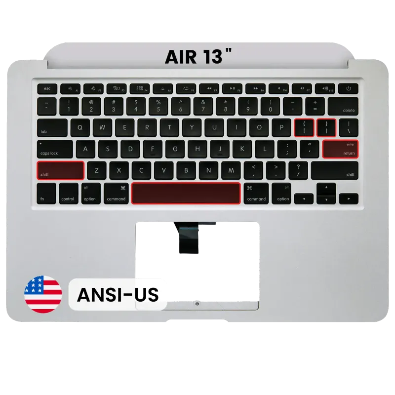 Top case s klávesnicí (americké rozložení ANSI) pro MacBook Air 13" A1369 (2011) (originál z vyřazeného zařízení, stav B/C)