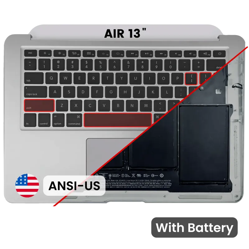 Top case s baterií a klávesnicí (americké rozložení ANSI) pro MacBook Air 13" A1466 (2013-2017) (originál z vyřazeného zařízení, stav A)