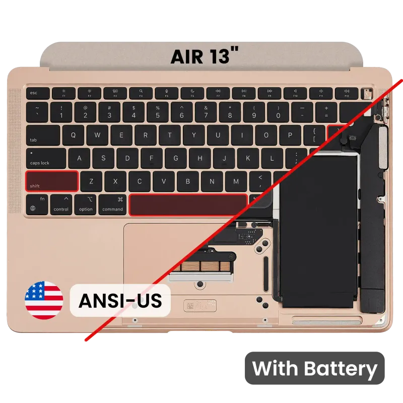 Top case s baterií a klávesnicí (americké rozložení ANSI) pro MacBook Air 13" A1932 (2018-2019) (originál, nový) (růžově zlatá)