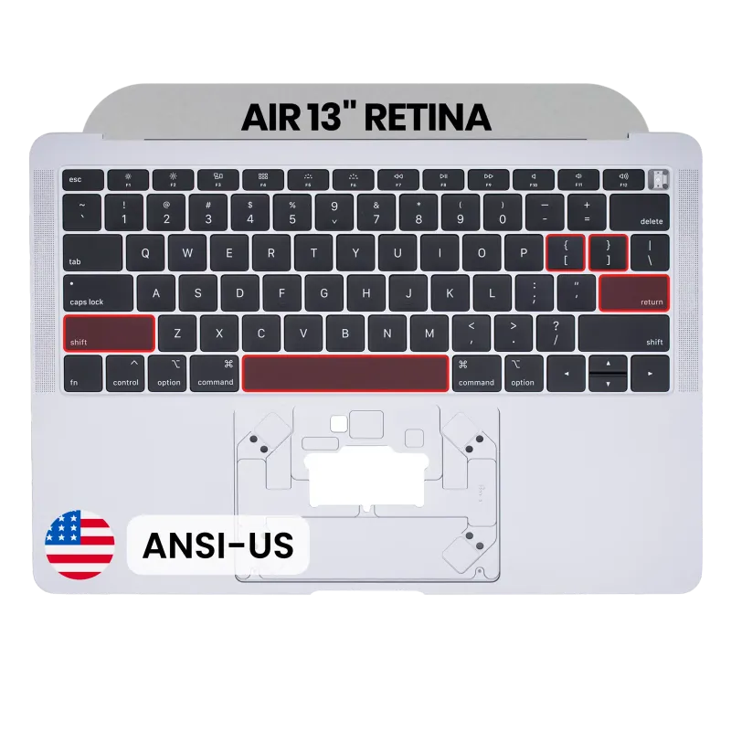 Top case s klávesnicí (americké rozložení ANSI) pro MacBook Air 13" A1932 (2018-2019) (originál z vyřazeného zařízení, stav A) (vesmírně šedá)