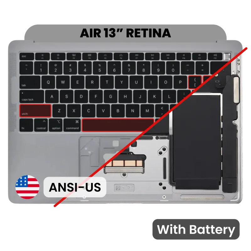 Top case s baterií a klávesnicí (americké rozložení ANSI) pro MacBook Air 13" A1932 (2018-2019) (originál z vyřazeného zařízení, stav A) (vesmírně šedá)