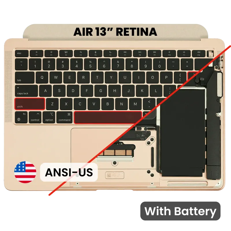 Top case s klávesnicí a baterií pro MacBook Air 13" A1932 (2018 / 2019) (US anglická) (Used OEM Pull: Grade New) (zlatá)