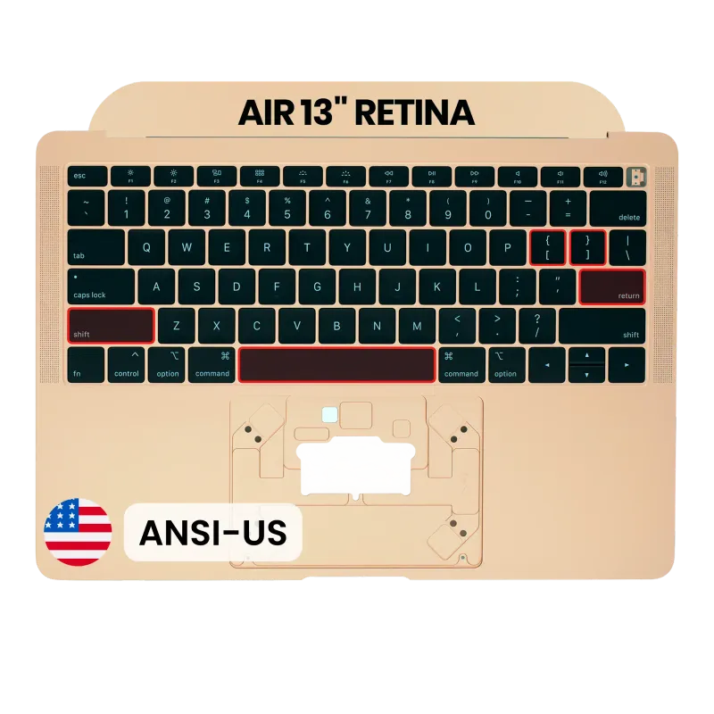 Top case s klávesnicí (americké rozložení ANSI) pro MacBook Air 13" A1932 (2018-2019) (originál, nový) (zlatá)