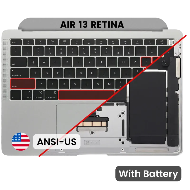 Top case s baterií a klávesnicí (americké rozložení ANSI) pro MacBook Air 13" A1932 (2018-2019) (originál, nový) (vesmírně šedá)