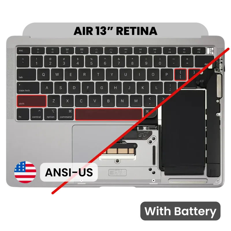 Top case s baterií a klávesnicí (americké rozložení ANSI) pro MacBook Air 13" A2179 (2020) (originál z vyřazeného zařízení, stav A) (vesmírně šedá)