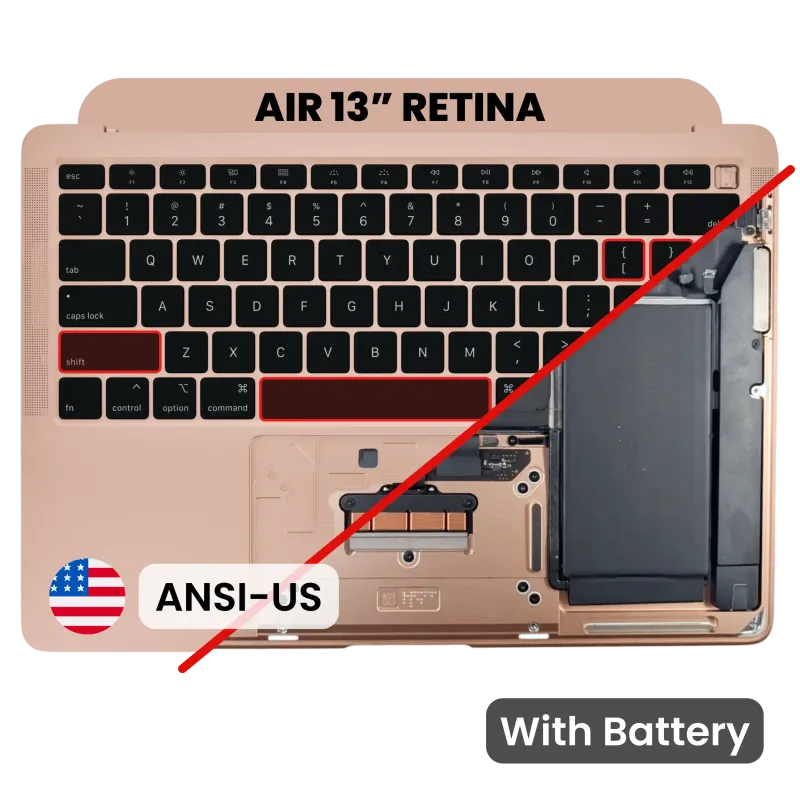 Top case s baterií a klávesnicí (americké rozložení ANSI) pro MacBook Air 13" A2179 (2020) (originál z vyřazeného zařízení, stav A) (růžově zlatá)
