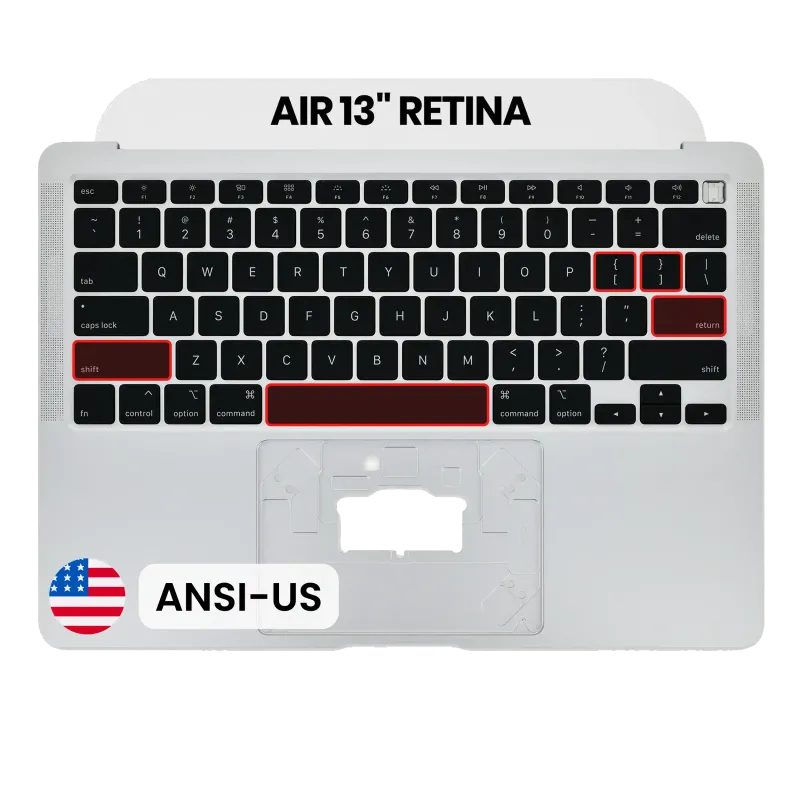 Top case s klávesnicí (americké rozložení ANSI) pro MacBook Air 13" A2179 (2020) (stříbrná)