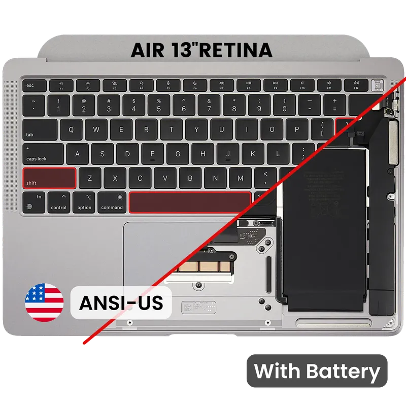 Top case s baterií a klávesnicí (americké rozložení ANSI) pro MacBook Air 13" A2337 (2020) (originál z vyřazeného zařízení, stav B/C) (vesmírně šedá)