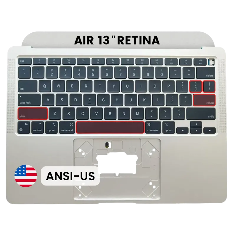 Top case s klávesnicí (americké rozložení ANSI) pro MacBook Air 13" A2337 (2020) (originál, nový) (stříbrná)