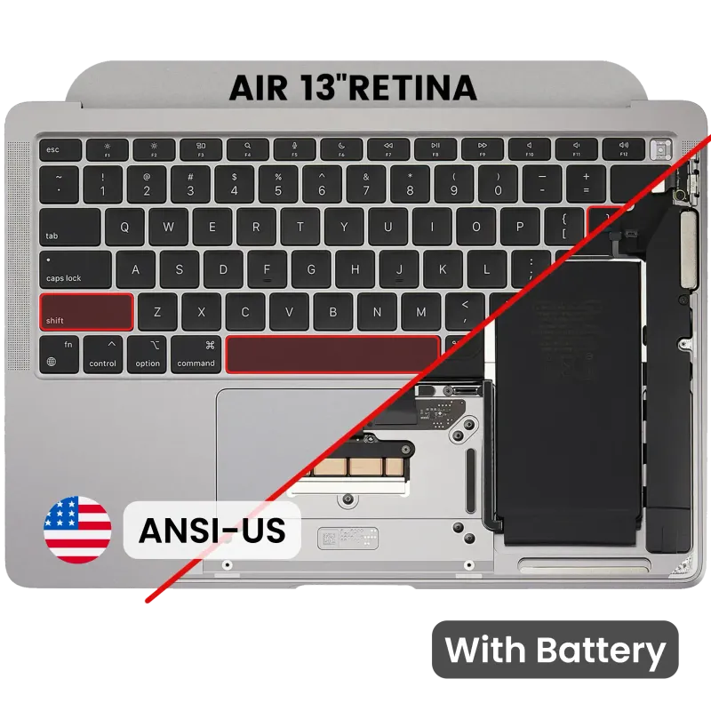 Top case s baterií a klávesnicí (americké rozložení ANSI) pro MacBook Air 13" A2337 (2020) (vesmírně šedá)