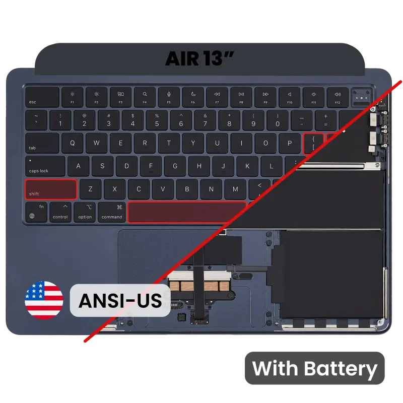 Top case s baterií a klávesnicí (americké rozložení ANSI) pro MacBook Air 13" A3113 (originál z vyřazeného zařízení, stav A) (temně inkoustová)