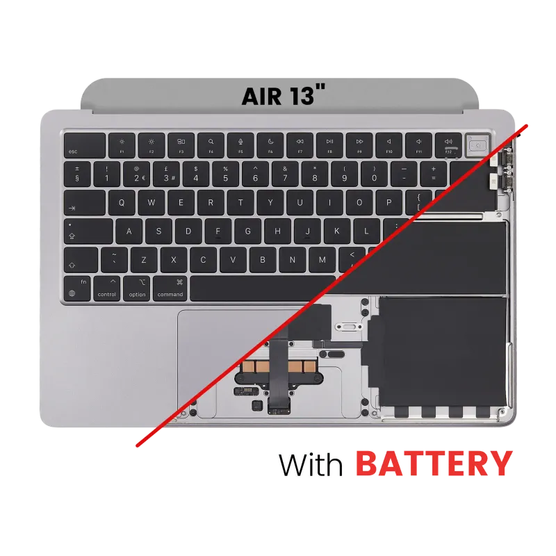 Top case s baterií a klávesnicí (britské rozložení ISO) pro MacBook Air 13" A2681 (2022) (vesmírně šedá)