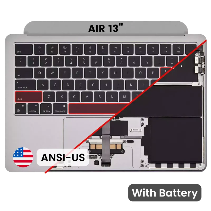 Top case s baterií a klávesnicí (americké rozložení ANSI) pro MacBook Air 13" A2681 (2022) (vesmírně šedá)