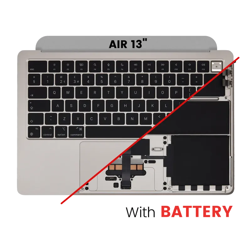 Top case s baterií a klávesnicí (britské rozložení ISO) pro MacBook Air 13" A2681 (2022) (hvězdně bílá)