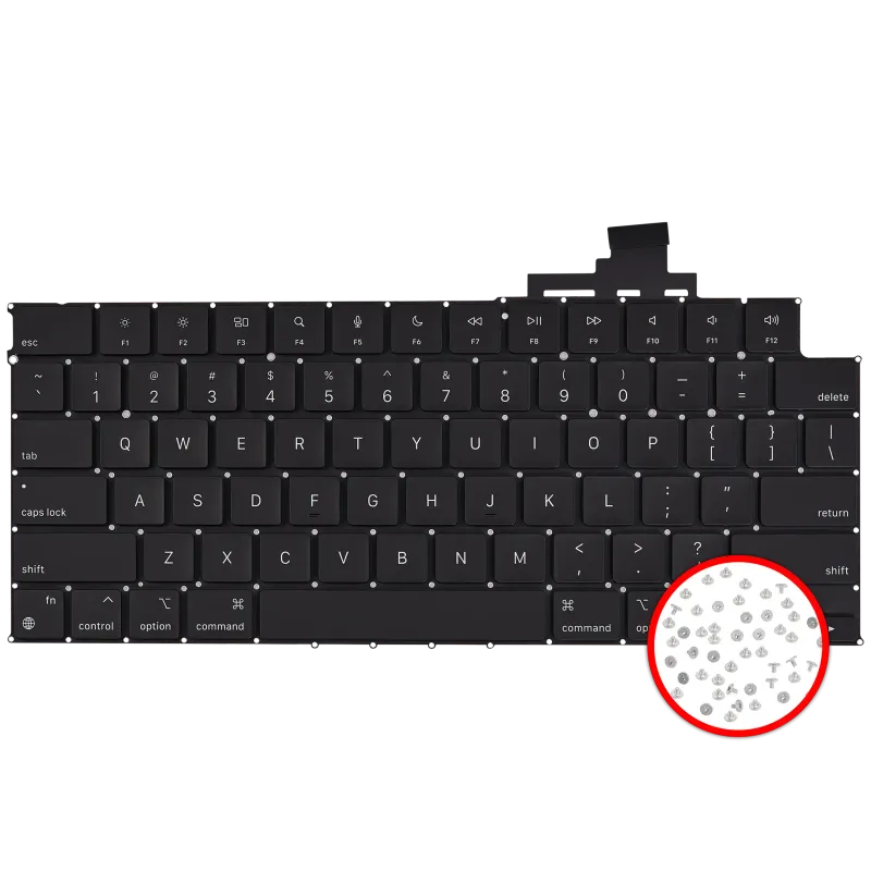 Klávesnice s podsvícením a šroubky pro MacBook Air 13" (A3113 / Mid 2024) (US anglická)