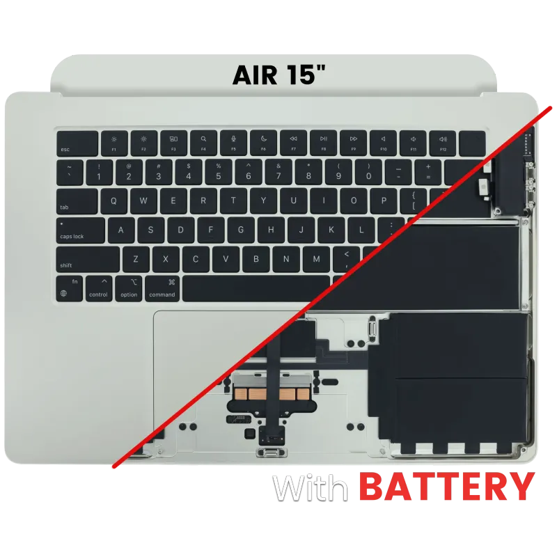 Top case s baterií a klávesnicí (americké rozložení ANSI) pro MacBook Air 15" A2941 (2023) (originál z vyřazeného zařízení, stav A) (hvězdně bílá)
