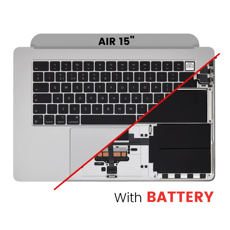 Top case s baterií a klávesnicí pro MacBook Air 15" (A2941 / Mid 2023) (UK Keyboard) (stříbrná)