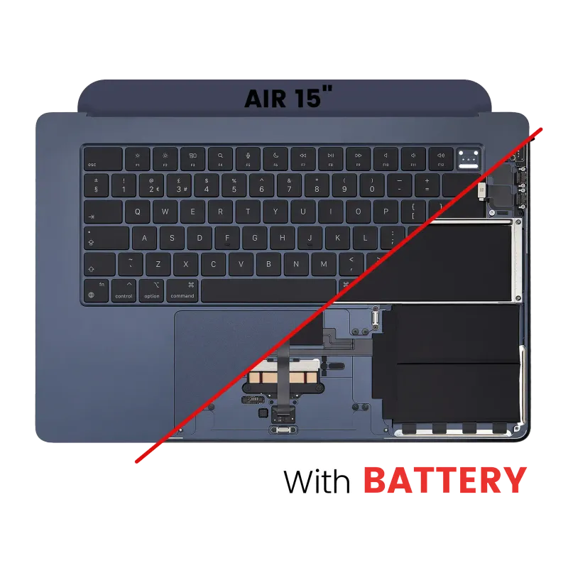 Top case s baterií a klávesnicí (britské rozložení ISO) pro MacBook Air 15" A2941 (2023) (temně inkoustová)