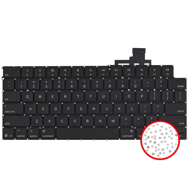 Klávesnice s podsvícením a šroubky pro MacBook Air 13" (A3240 / Early 2025) (US anglická)