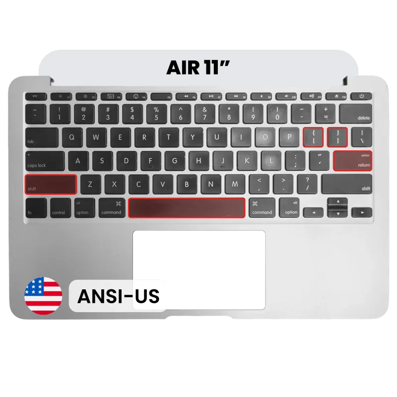 Top case s non-backlit klávesnice (americké rozložení ANSI) pro MacBook Air 11" A1370 (2010)