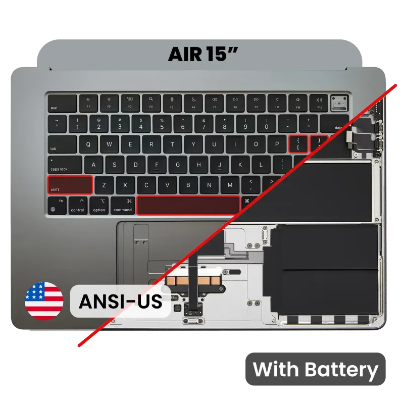 Top case s baterií a klávesnicí (americké rozložení ANSI) pro MacBook Air 15" A3114 (2024) (vesmírně šedá)
