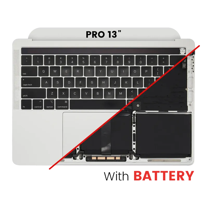 Top case s baterií a klávesnicí (americké rozložení ANSI) pro MacBook Pro 13" A2159 (2019) (stříbrná)
