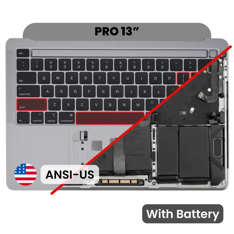 Top case s baterií a klávesnicí (americké rozložení ANSI) pro MacBook Pro 13" A2251 (2020) (vesmírně šedá)