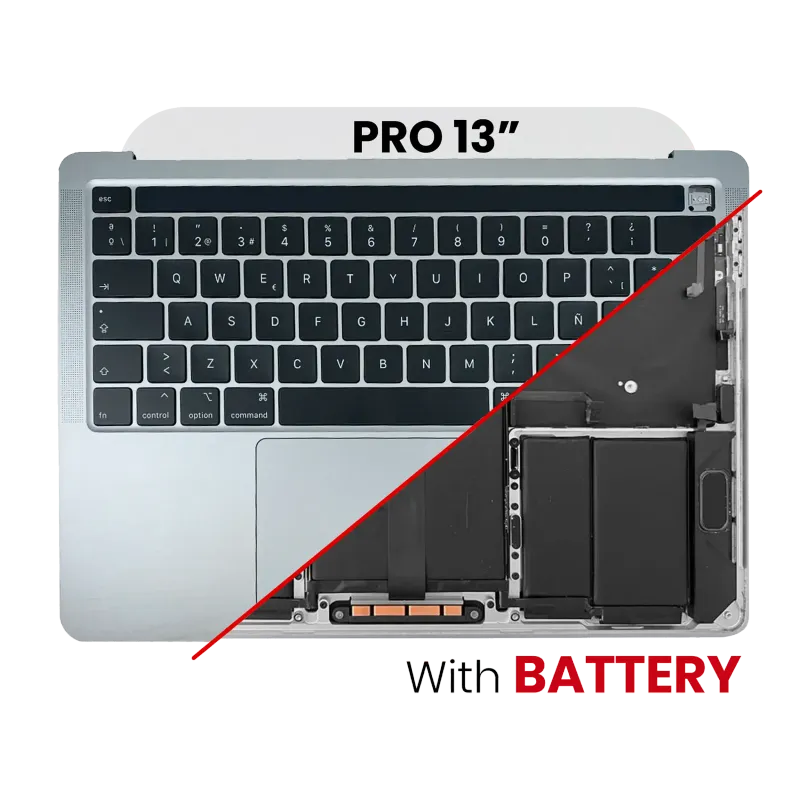 Top case s baterií a klávesnicí (britské rozložení ISO) pro MacBook Pro 13" A2251 (2020) (stříbrná)
