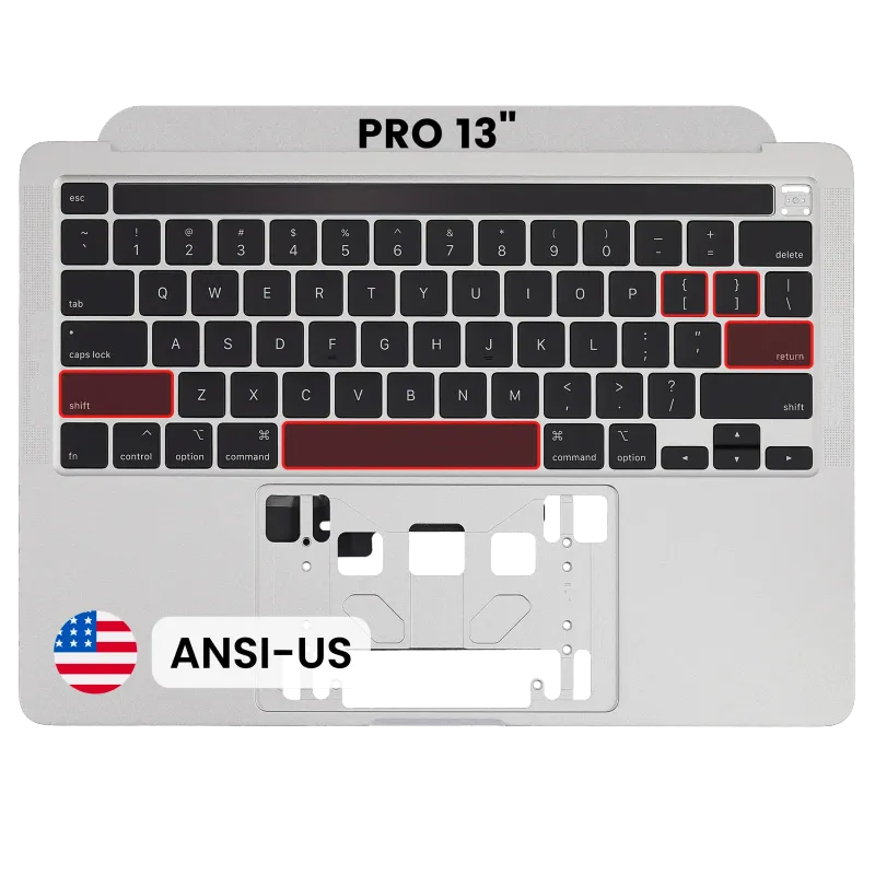 Top case s klávesnicí (americké rozložení ANSI) pro MacBook Pro 13" A2289 (2020) (originál, nový) (stříbrná)