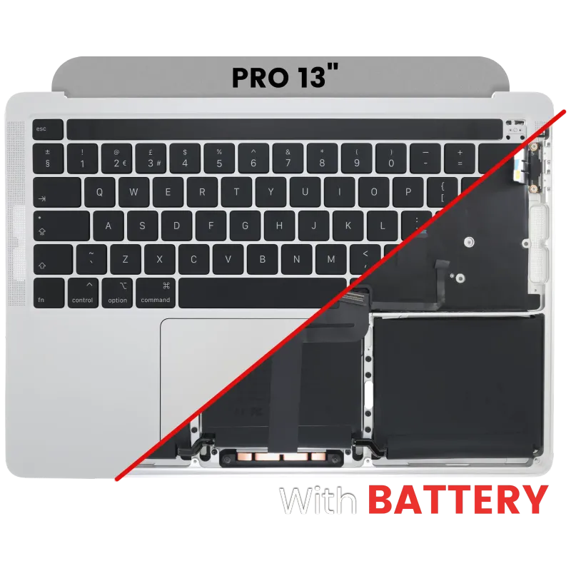 Top case s baterií a klávesnicí (britské rozložení ISO) pro MacBook Pro 13" A2289 (2020) (stříbrná)