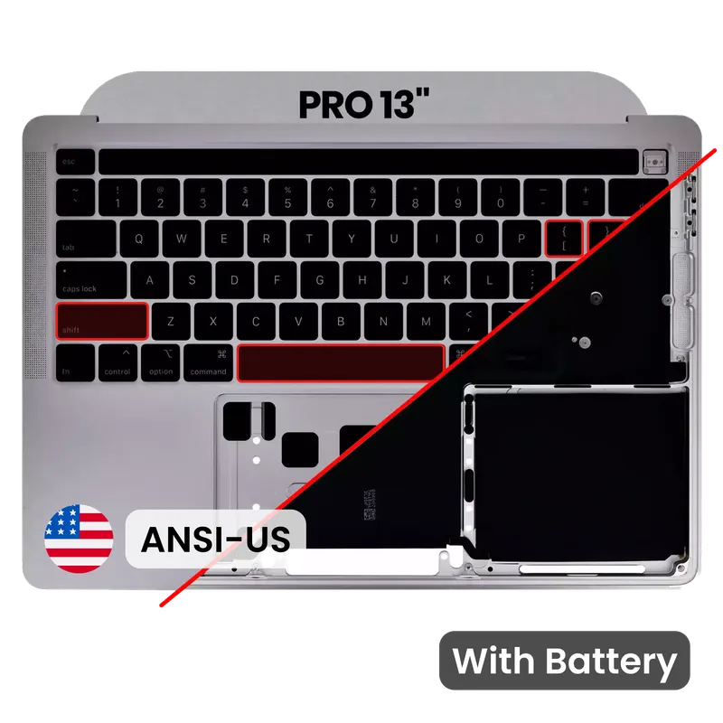 Top case s baterií a klávesnicí (americké rozložení ANSI) pro MacBook Pro 13" A2289 (2020) (vesmírně šedá)