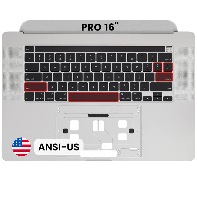 Top case s klávesnicí (americké rozložení ANSI) pro MacBook Pro 16" A2141 (2019) (originál, nový) (stříbrná)